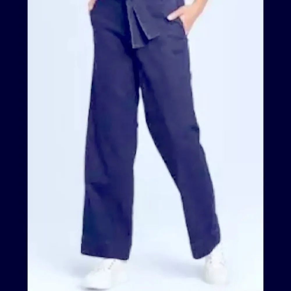 🛍Women’s High Rise Belted Denim wide leg Pants Black Size:10